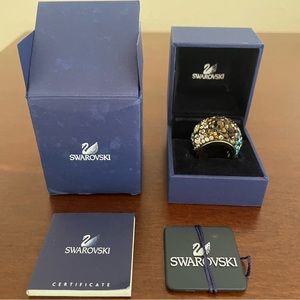$270 Swarovski Crystal Ring Size 55 (US 7) Blue Brown Clear Statement Piece